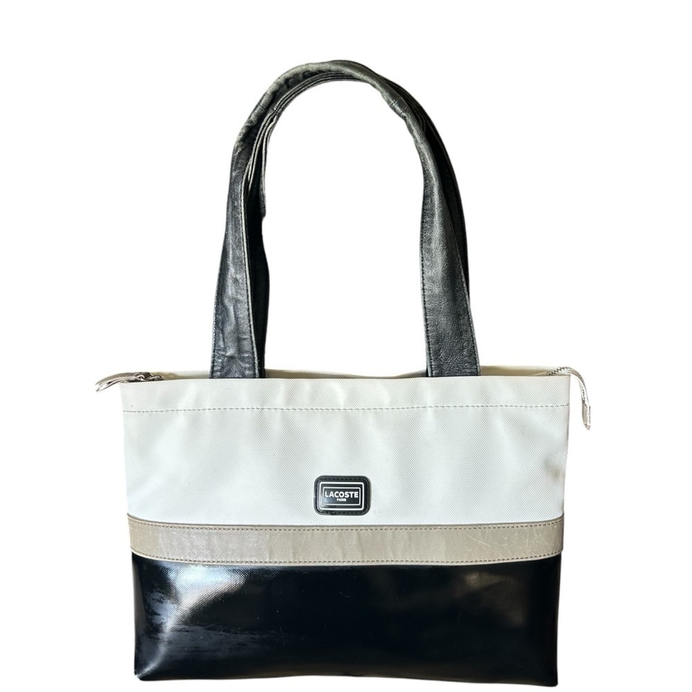 Lacoste Horizontal Shopping Bag Black and IvoryTote